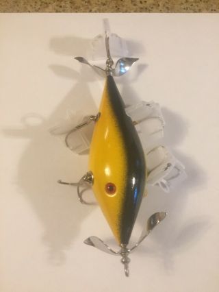 Rare Mack Finch / 5 Hook Minnow W/ Glass Eyes And Propellers