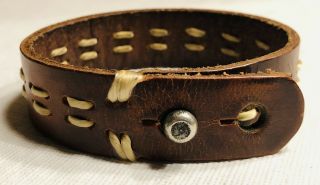 Rare Vintage Abercrombie & Fitch A&f Leather/metal Cuff Bracelet Contrast Lace