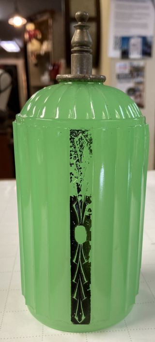 Antique Art Deco Jadeite Green Art Glass Table Lamp Globe Light Shade Vintage B