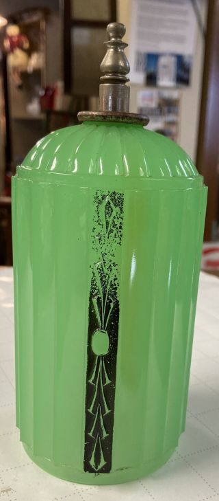 Antique Art Deco Jadeite Green Art Glass Table Lamp Globe Light Shade Vintage A