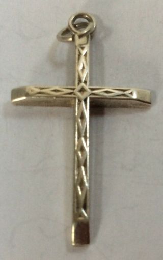 Lovely Rare Vintage Silver Bracelet Charm Of An Ornate Detailed Cross