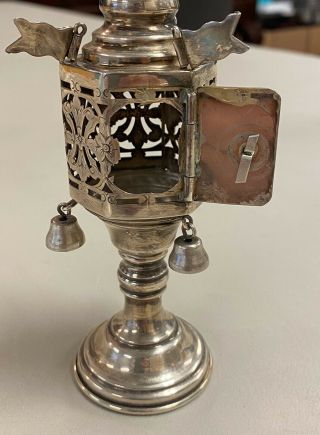 Antique Sterling Silver Fancy Spice Box / Tower JUDAICA 8” Rare Quality 3
