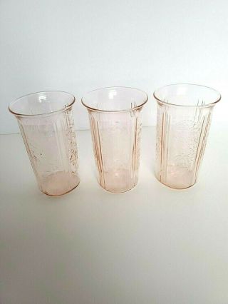 3 Rare Pink American Sweetheart 10 Ounce Water Tumbler 4 3/4 Inches