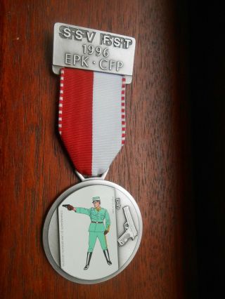 Swiss Old Rare Sporting Shooting Medal Huguenin Ssv F S T 1996 E P K Cfp