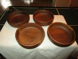 Kustom Kraft Solid Black Walnut Wooden Bowls 6.  25 " X 2 " Set Of 4