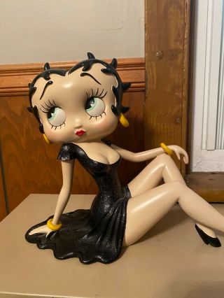 Extremely Rare Betty Boop In Black Glitter Dress Figurine Statue