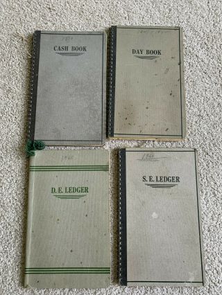 4 Old Vtg Antique Accounting Ledger Books 1939 - 1944 Expenses Income Costs Farm