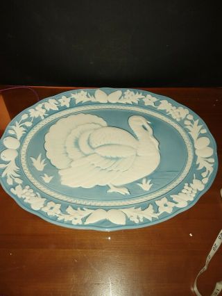 Vintage Rare Lefton Thanksgiving Turkey Platter Large 18.  75 " Hand Painted Japan