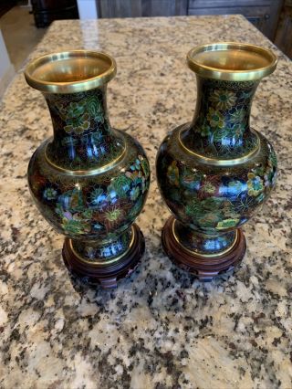 Fine Pair CloisonnÉ Enamel Gold Gilt Bronze Vases