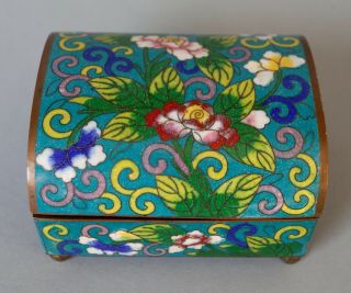 Vintage Chinese Cloisonne Trunk Chest Shaped Floral Footed Box