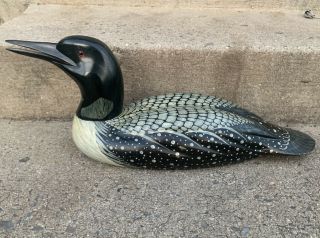 Stunning Rare Vintage Loon Abercrombie Fitch Hand Carved Wooden Duck Signed 22 "