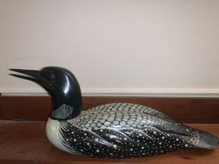 Stunning RARE Vintage LOON Abercrombie Fitch Hand Carved Wooden Duck Signed 22 