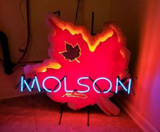 Rare Molson Canadian Maple Leaf Neon Double Lit Sign