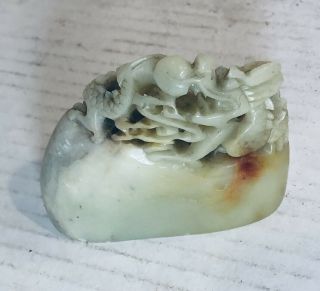Vintage Chinese Hand Carved Dragon Soap Stone Or Hade