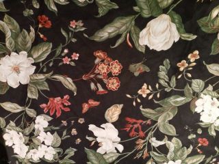 A L Ellis Waverly Rare Garden Images Black Magnolia Floral Shower Curtain Euc