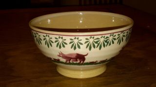 Vintage Rare Nicholas Mosse Pottery Ireland Pigs Theme Footed Pedestal Bowl
