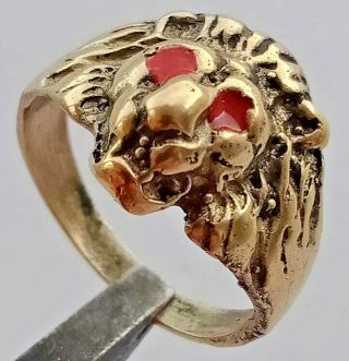 Ancient Roman Bronze Ring Lion Head Face Ring Rare Artifact Authentic