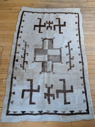 Antique Navajo Rug Native American Wool Blanket Circa 1920 Rare Pattern