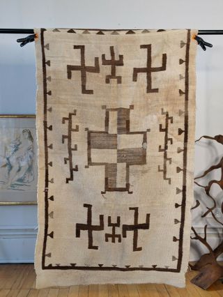 Antique Navajo Rug Native American Wool Blanket Circa 1920 Rare Pattern 2