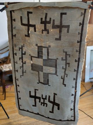 Antique Navajo Rug Native American Wool Blanket Circa 1920 Rare Pattern 6
