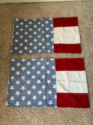 Pottery Barn Vintage American Flag Lumbar Pillow Cover - Stars Stripes Rare