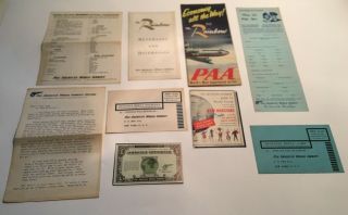 Rare Pan Am Clipper 6 Airline Brochure Poster & 8 Inserts