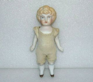 Antique All Bisque Boy Girl Doll Molded Hair 6 1/2 " Victorian Mignonette