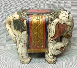 Very Rare Antique 19th Century Chinese Hand - Carved & Painted Wood Elephant Seat