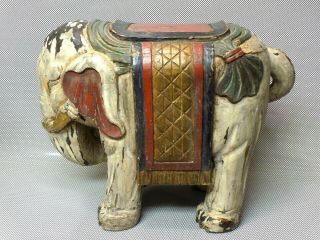 Very Rare Antique 19th Century Chinese Hand - Carved & Painted Wood Elephant Seat 3