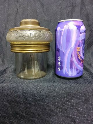 Antique Kerosene Lamp Fount Junior Size 2 Threads Brass And Glass Early.