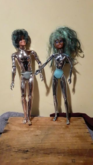 Vintage Barbie Doll And Ken Metallic Mattel Toy Set Rare 1980s