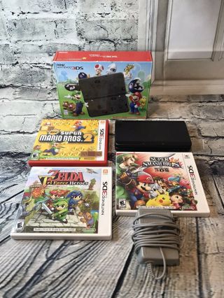 Nintendo 3ds Mario Black Edition System W/ Charger,  Games,  Rare