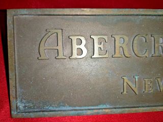 RARE ANTIQUE ABERCROMBIE & FITCH Co.  SOLID BRASS SIGN PLAQUE 5