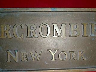RARE ANTIQUE ABERCROMBIE & FITCH Co.  SOLID BRASS SIGN PLAQUE 6