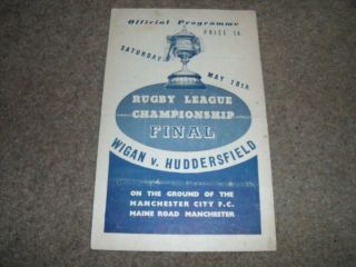 Rare 1946 Rugby League Championship Final Wigan V Huddersfield @ Manchester City