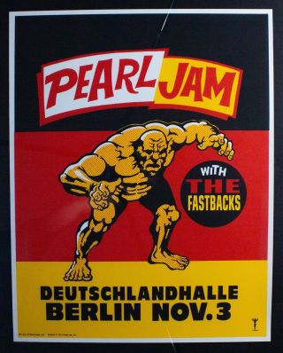 Pearl Jam 1996 Berlin Germany Ames Bros Rare Concert Poster – Like