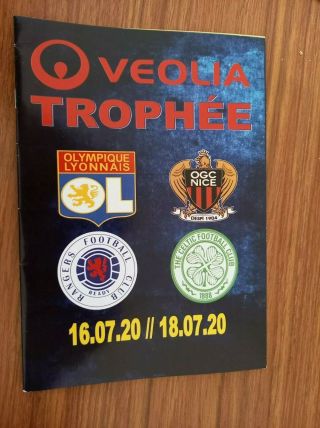 Rare Veola Trophee Programme Rangers,  Celtic,  Lyon & 16th - 18th July 2020