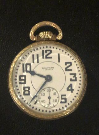 Rare Waltham 21 Jewel Dial & Hands 10k Rolled Gold Plate Runs Well