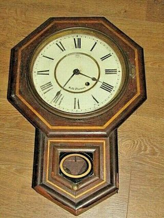 Antique Seth Thomas Octagon School House Wall Clock W/ Key