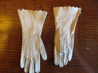 4 " Long Antique Kid Leather Doll Gloves For French Fashion
