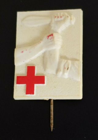 Rare Vintage Red Cross Stick Pin