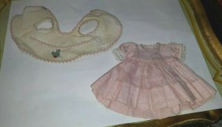 Vintage Madame Alexander Little Genius Ginny Wendy Kins Doll Pink Dress Pinafore