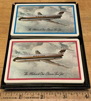 2 - Rare Mohawk Airlines Decks Of Playing Cards Complete - One - Eleven Fan Jet