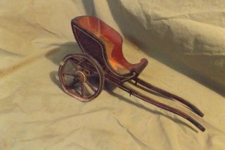 Antique Primitive Wood Carriage Toy Wagon Cart W Losses