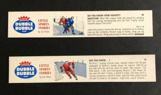 1964 - 65 Fleer Dubble Bubble Gum Little Sports Stories; 2 Gordie Howe Cards; Rare
