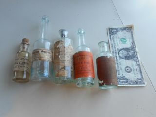 Antique Medicine Bottles From Drug Store.  2 Are Open Pontiled.  Apothecary