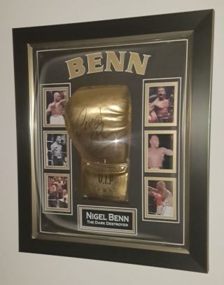 Rare Nigel Benn Signed Boxing Glove Autograph Display Gold Glove