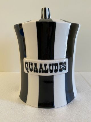 Jonathan Adler Vices Quaaludes Canister Ceramic Black And White Rare