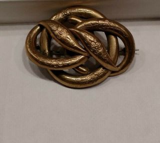 Vintage,  Antique Stamped Brass Pin,  Brooch,  Art Nouveau,  Victorian,  Snake Floral