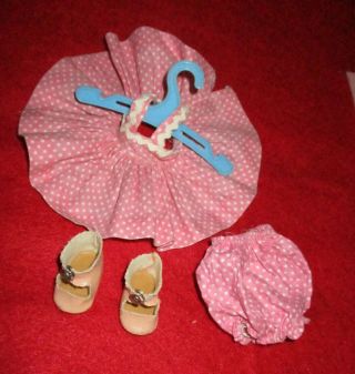 Vintage Vogue Ginny Lot5 - 1957 Pink Polka Dot Dress& Panties 